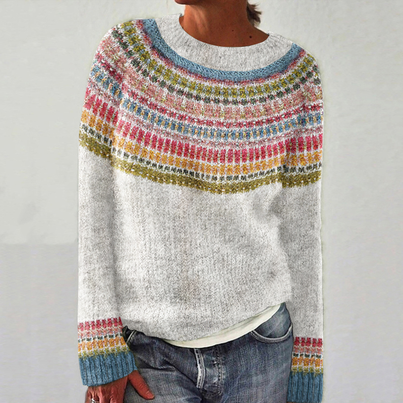 Vintage Color Block Warm Comfy Sweater