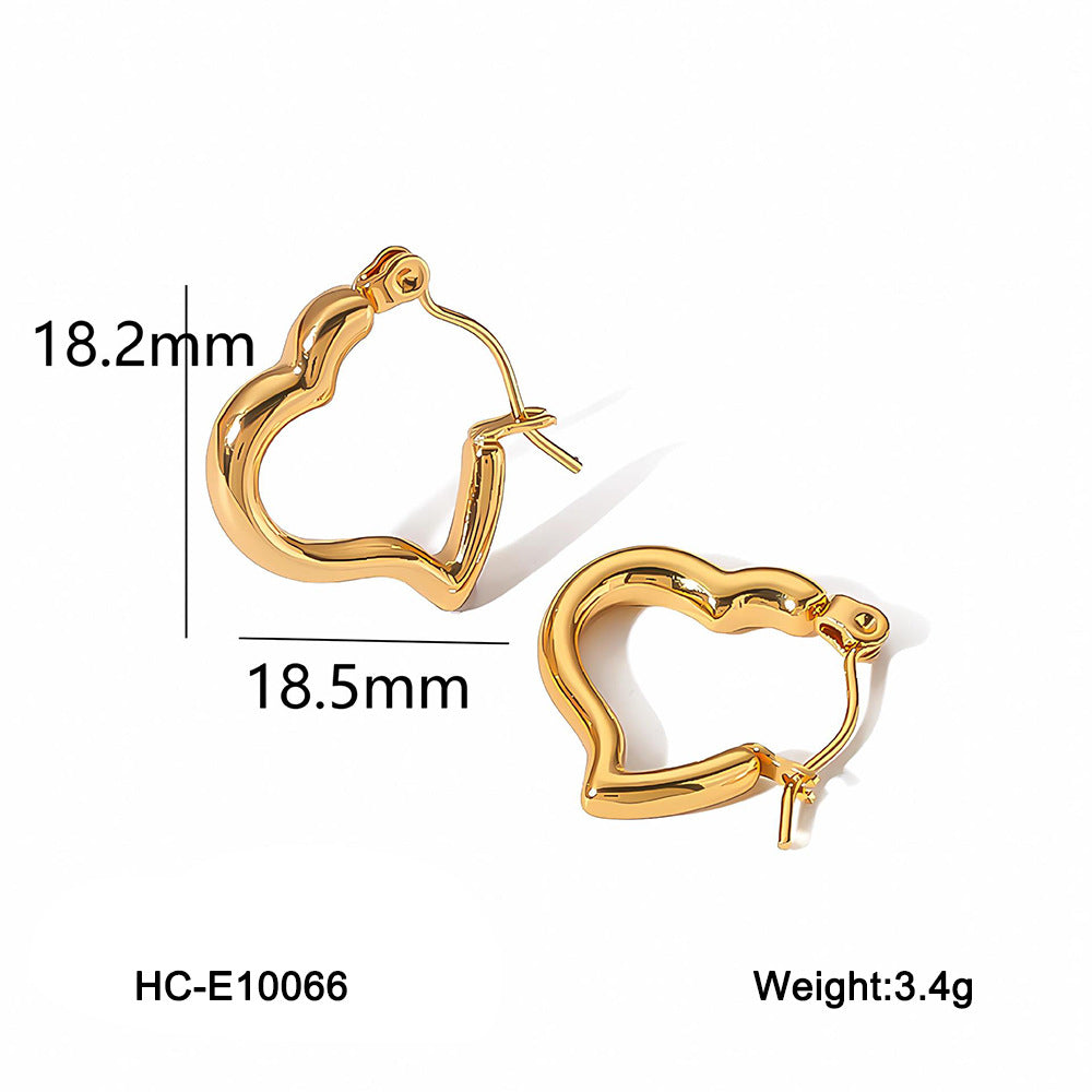 Peach Heart Geometric Stainless Steel Electroplating Earrings