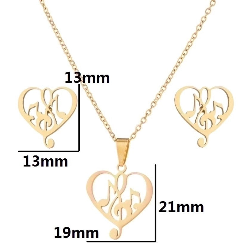 Minimalist Heart Shape Stainless Steel Plating Women's Earrings Necklace