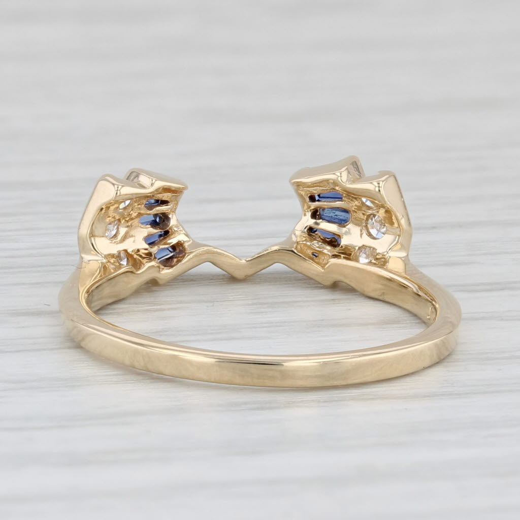 0.27ctw Lab Created Blue Sapphire Diamond Ring Guard 14k Yellow Gold Size 7.5
