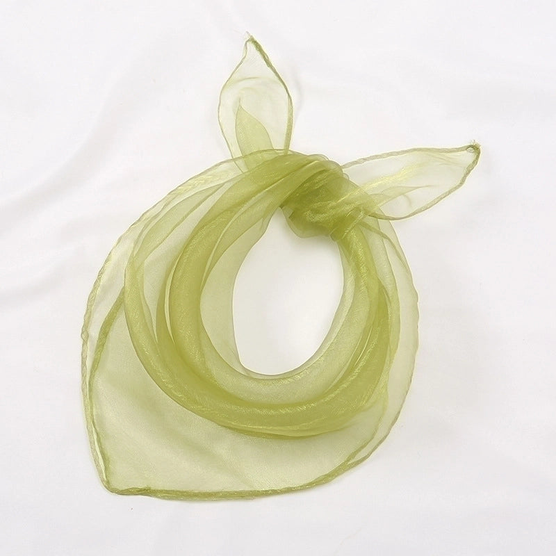Unisex Basic Minimalist Solid Color Organza Silk Scarf