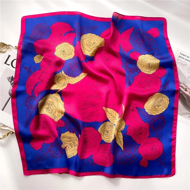 Women's Elegant Minimalist Color Block Polyester Printing Silk Scarf