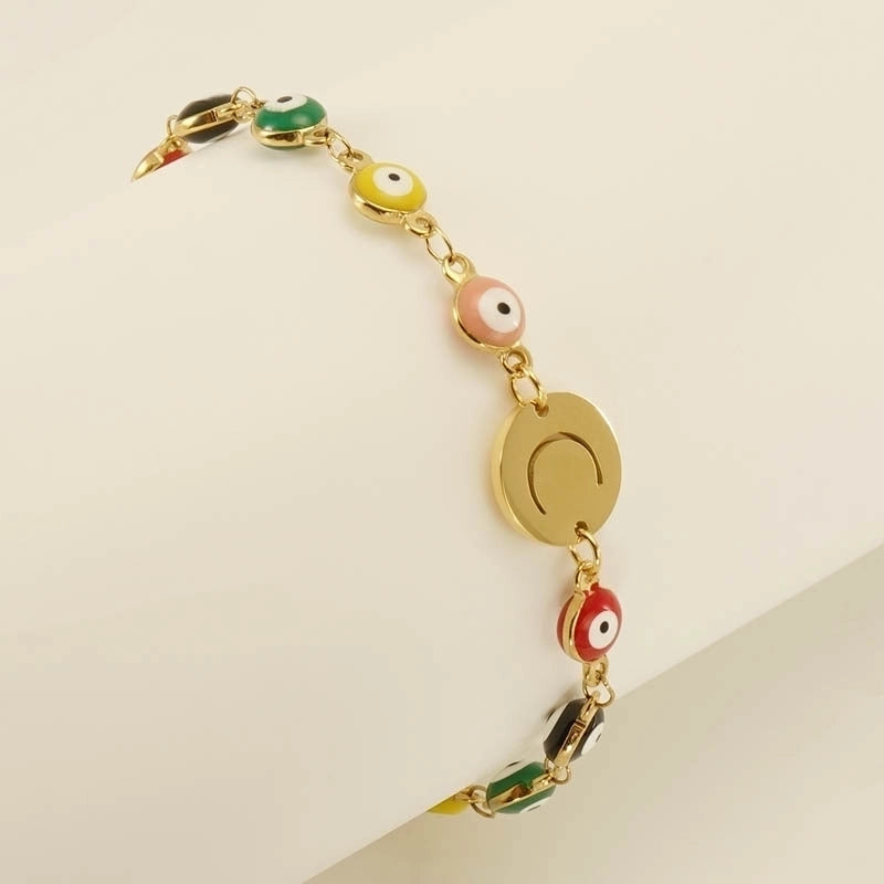 Titanium Steel Gold Plated Minimalist Classic Style Letter Plating Bracelets