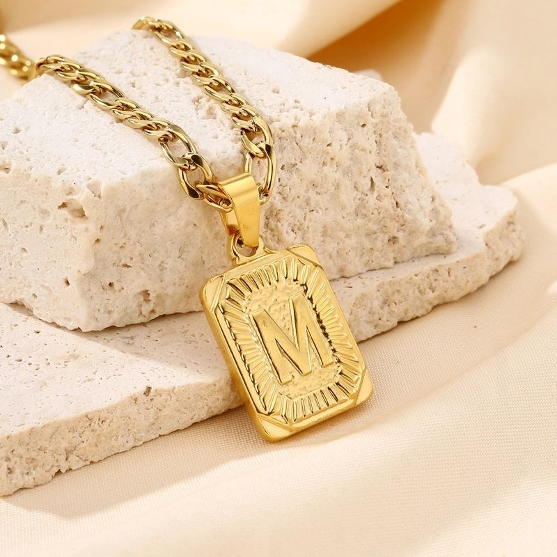 Casual Minimalist Letter 304 Stainless Steel 18K Gold Plated Pendant Necklace