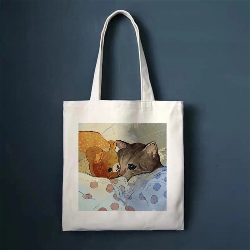 Women's Minimalist Cat Shopping Bags