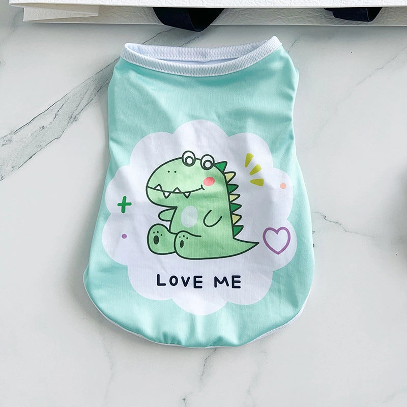 Pet Dog Thin Stretch Vest Summer Cool Sunscreen Puppy Cat Printed Clothes Teddy Fadou Clothing