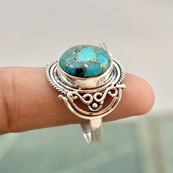 🎁Sterling Silver Boho Turquoise Ring