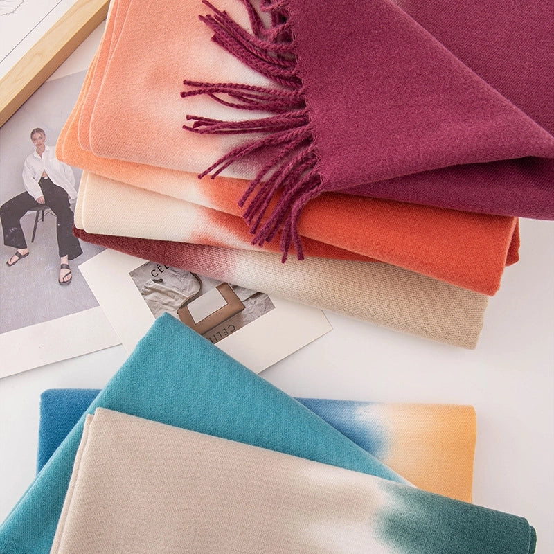 Women's Casual Multicolor Imitation Cashmere Tassel Scarf