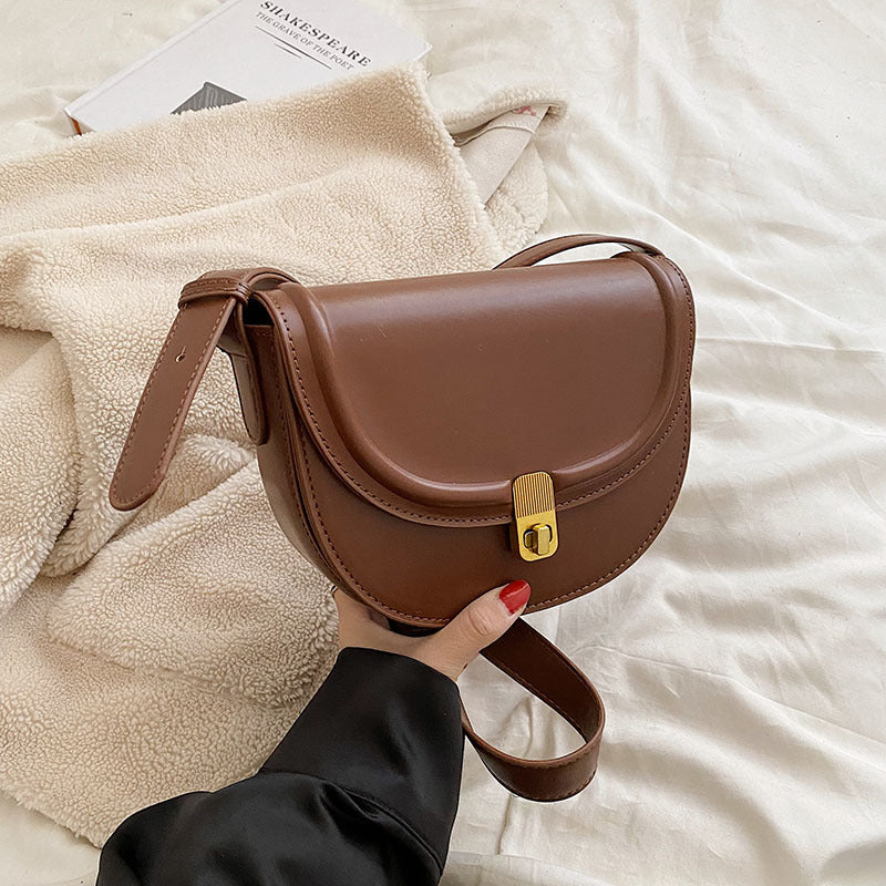 Retro Textured  Saddle Crossbody Bag