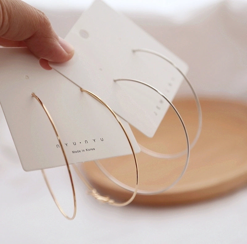 Simple Geometric Circle Big Plain Hoop Copper Earrings