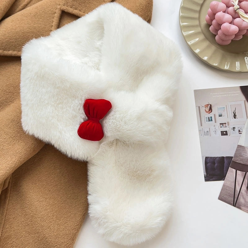 Women's IG Style Bow Knot Plush Scarf