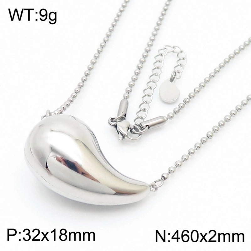 Minimalist Commute Water Droplets Solid Color Stainless Steel 18K Gold Plated Plating Chain Necklace