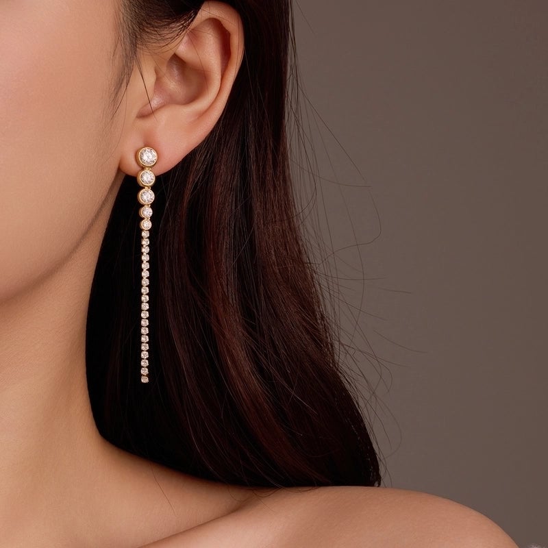 1 Pair Retro Solid Color Inlay 304 Stainless Steel Zircon Stainless Steel Earrings