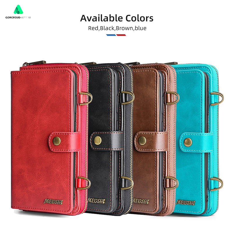 3-in-1 Crossbody Strap Leather All-inclusive Protective Cover With Zipper Wallet For Samsung