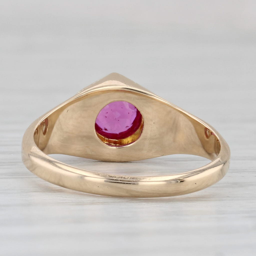 Vintage 0.68ct Lab Created Ruby Solitaire Ring 10k Yellow Gold Size 5.25