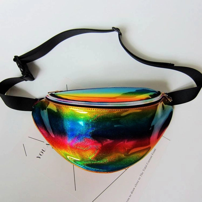 Ladies Waist Bag Running Outdoor Sports PU Colorful Laser New Shoulder Slung Chest Bag Men