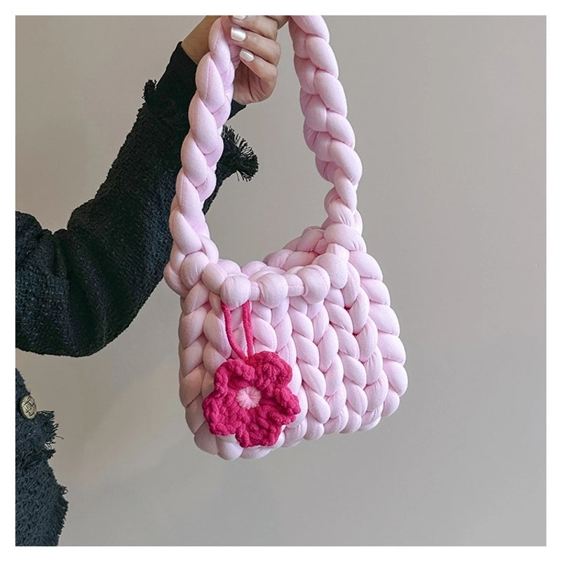 Women's Small Cotton Flower Vintage Style Square Open Underarm Bag