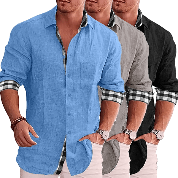 2023 Gentleman Paneled Casual Buttons Pocket Line Shirt-Buy 2 Free Shipping