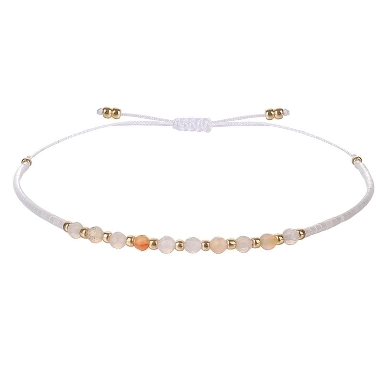3 Pieces Minimalist Round Bead. Stone Beaded Bracelets