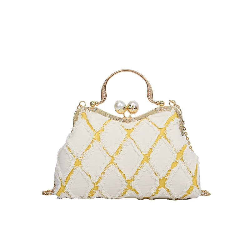 Women's Denim Geometric Elegant Vintage Style Shell Lock Clasp Shoulder Bag Handbag Crossbody Bag