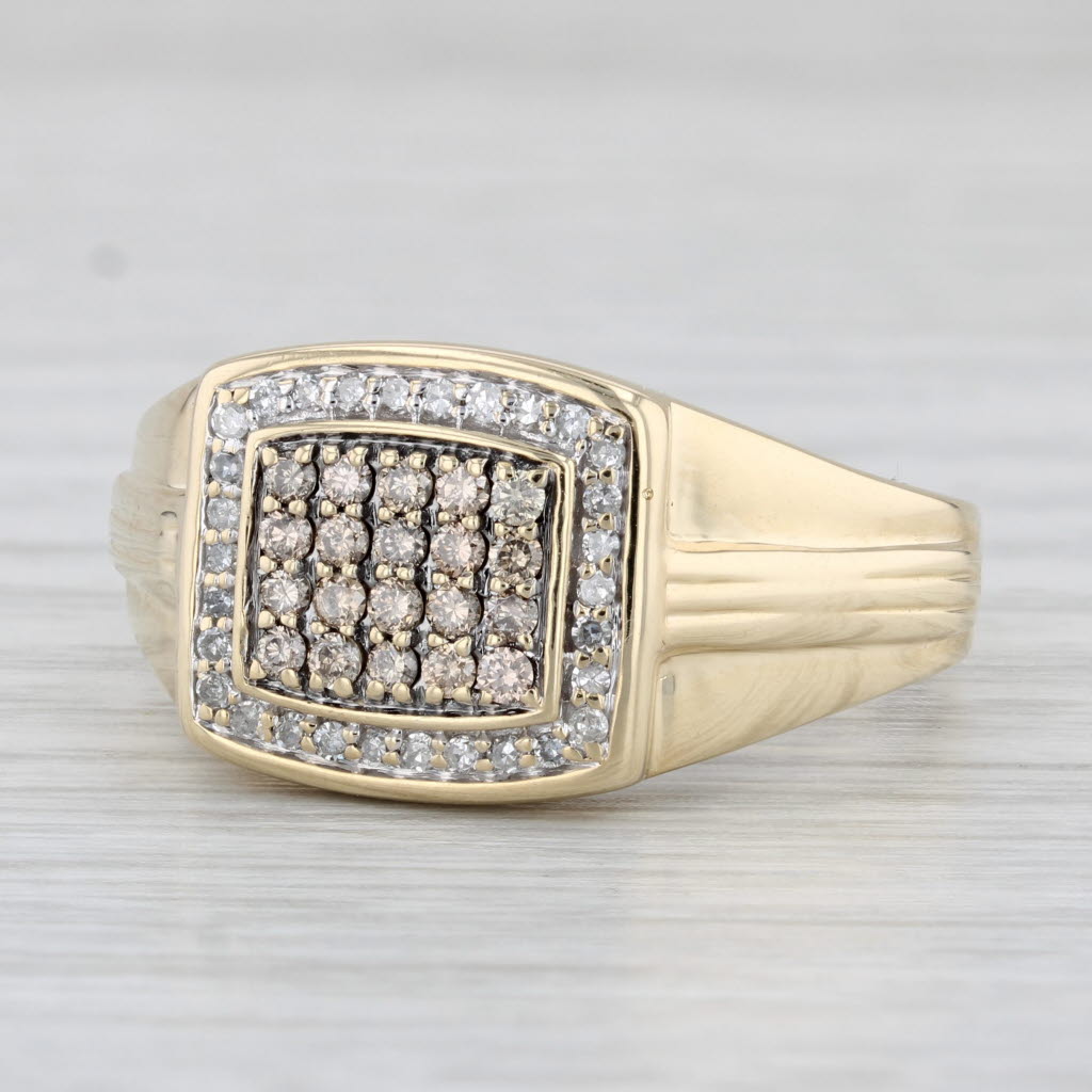 0.47ctw Diamond Cluster Men's Ring 10k Yellow Gold Size 12.5