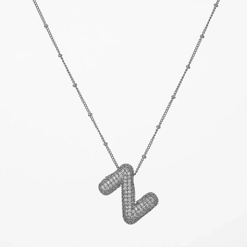 Copper Gold Plated Silver Plated IG Style Minimalist Plating Inlay Letter Zircon Pendant Necklace