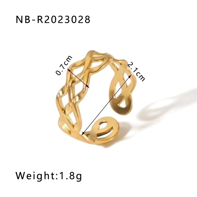 Stainless Steel 18K Gold Plated IG Style Basic Minimalist Plating Four Leaf Clover Heart Shape Flower Open Rings