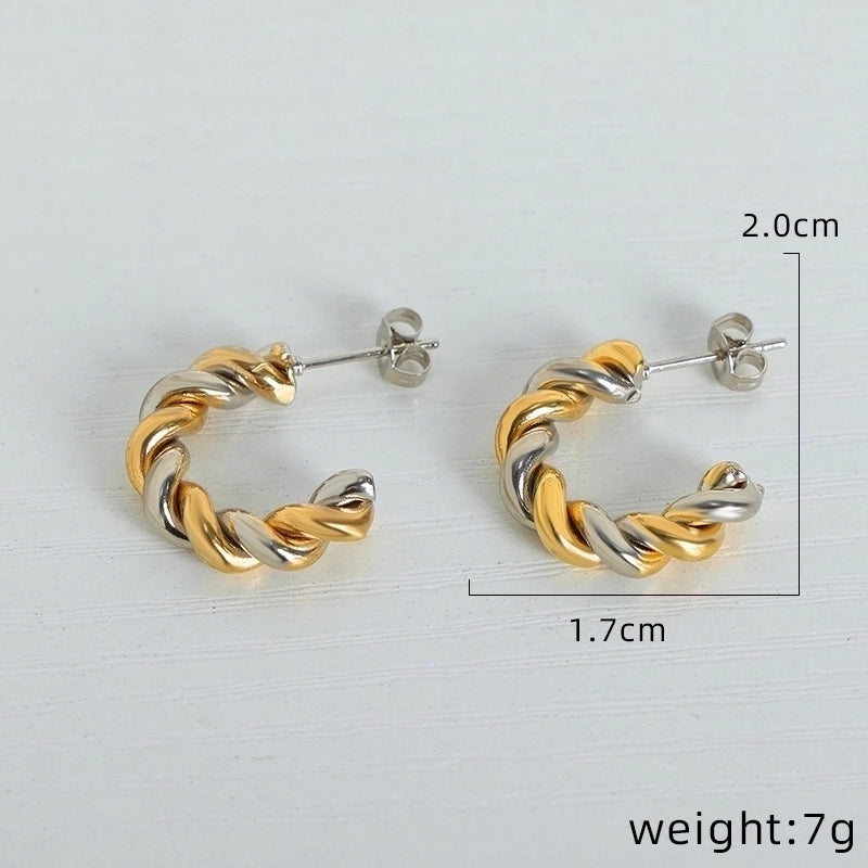 3 Pieces Minimalist Geometric Plating Titanium Steel 18K Gold Plated Ear Studs