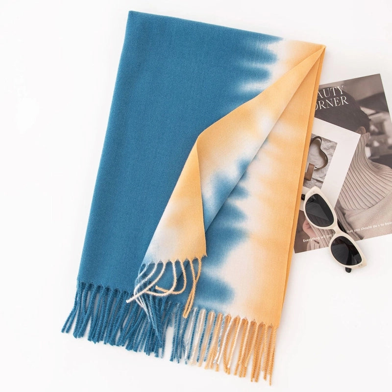 Women's Casual Multicolor Imitation Cashmere Tassel Scarf