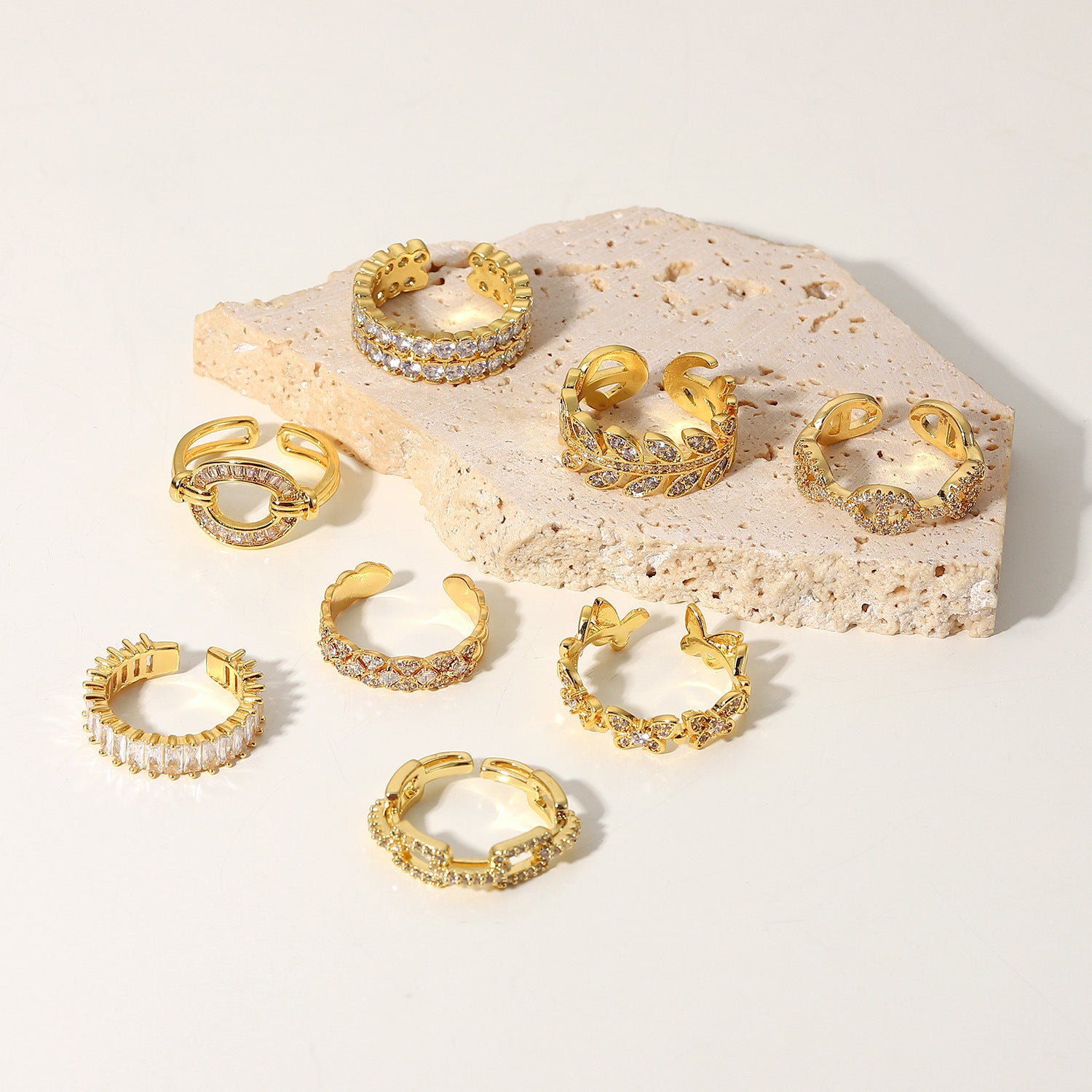 Women  Round Copper 18K Gold Plated Rings