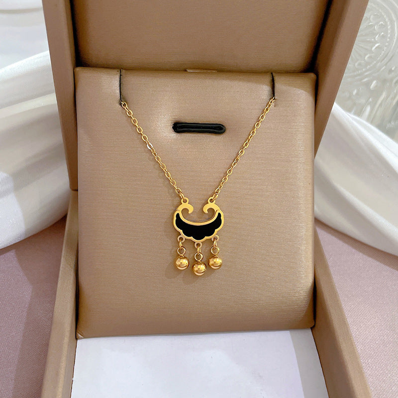 2 Pieces Cartoon Leaf Gourd Lily Of The Valley Geometric Titanium Steel Electroplating Necklaces