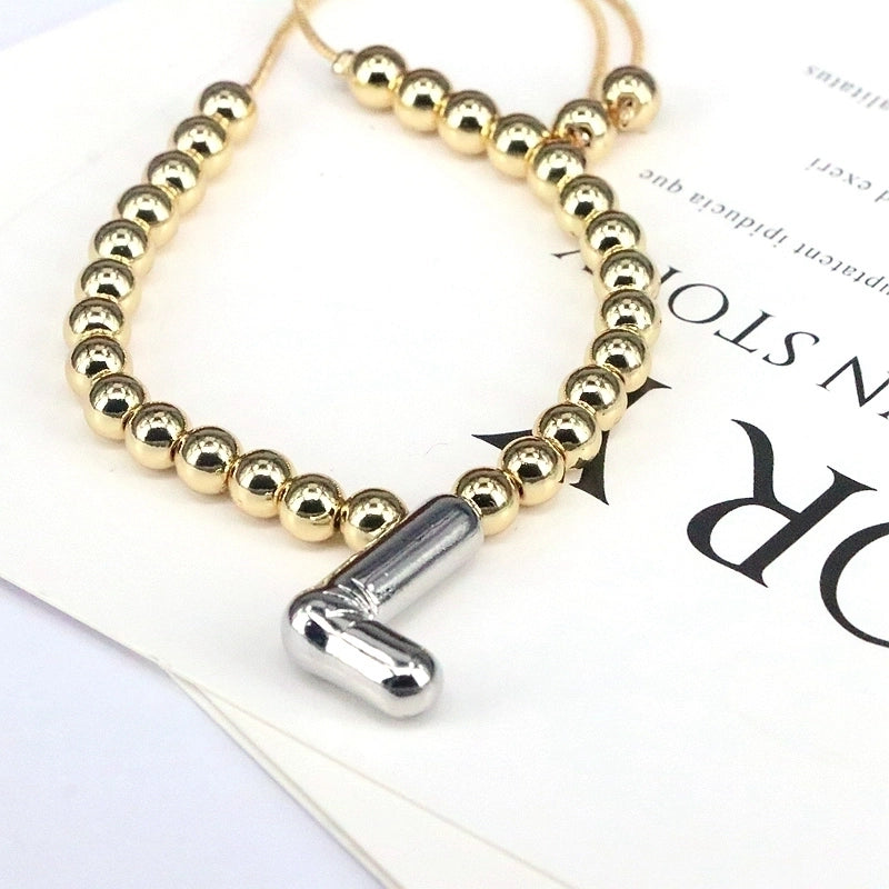 Copper Gold Plated Vintage Style Minimalist Plating Letter Bracelets