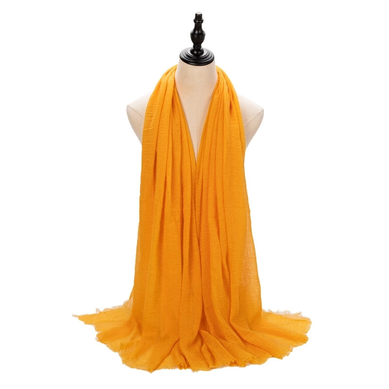 Hot Selling Women's Cotton And Linen Solid Color Baotou Scarf Cover Pleated Short Beard Headscarf