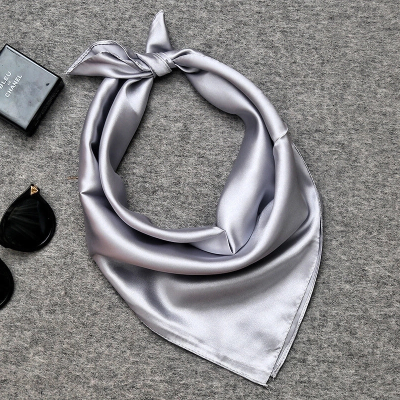 Women's Minimalist Solid Color Satin Printing Silk Scarf