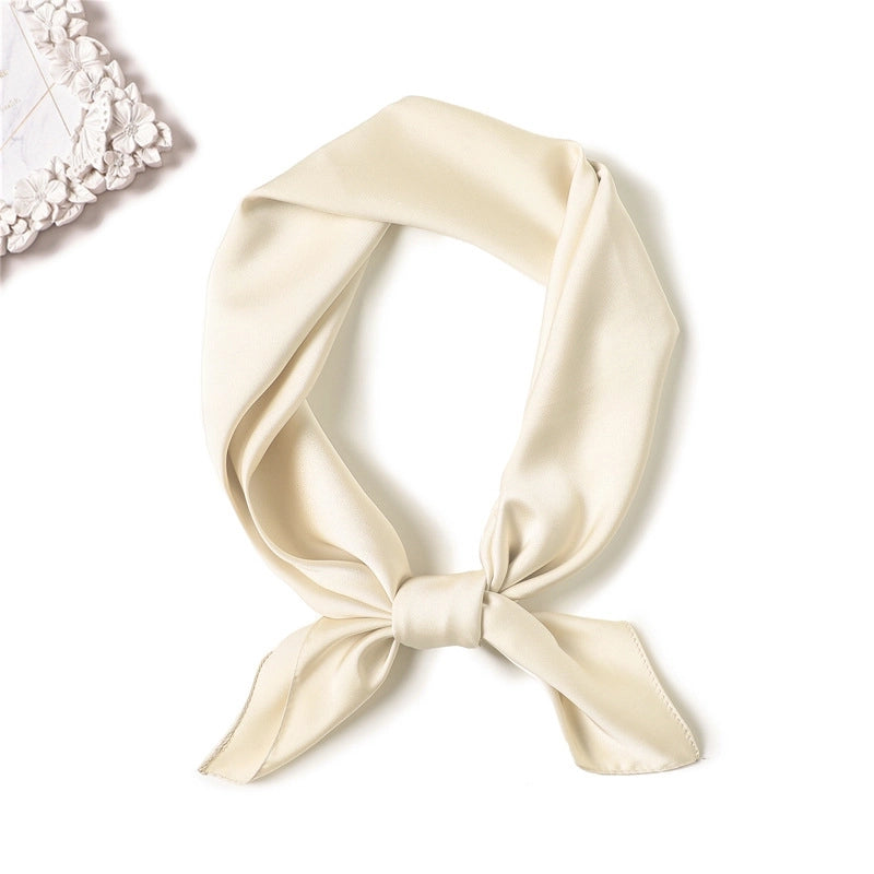 Simple Solid Color Scarf Women's Silk Small Square 70cm Basic Matching Shirt Professional Scarf Tie Hair