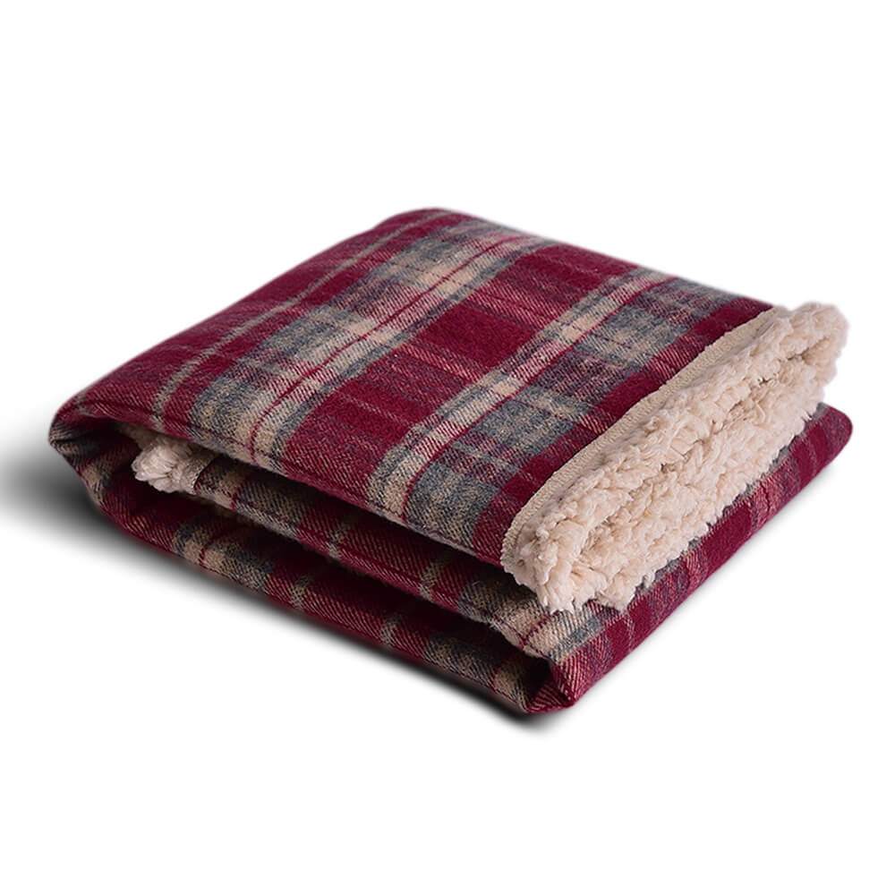 Warm Cozy Plaid Sherpa Fleece Thickened Blanket for Dogs and Cats