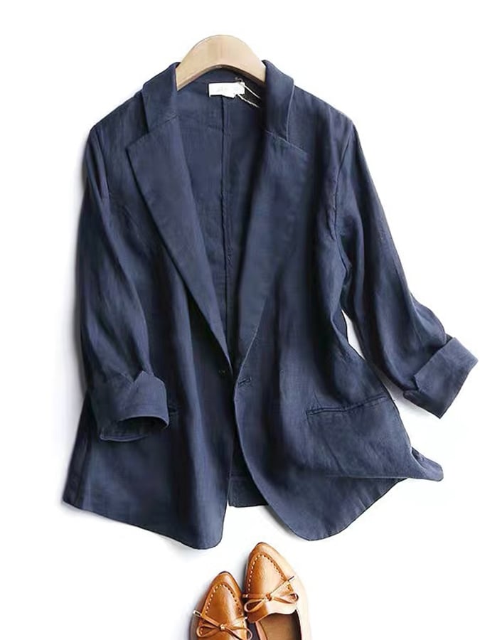 Cotton Linen Solid Color Loose Casual Jacket Thin Suit