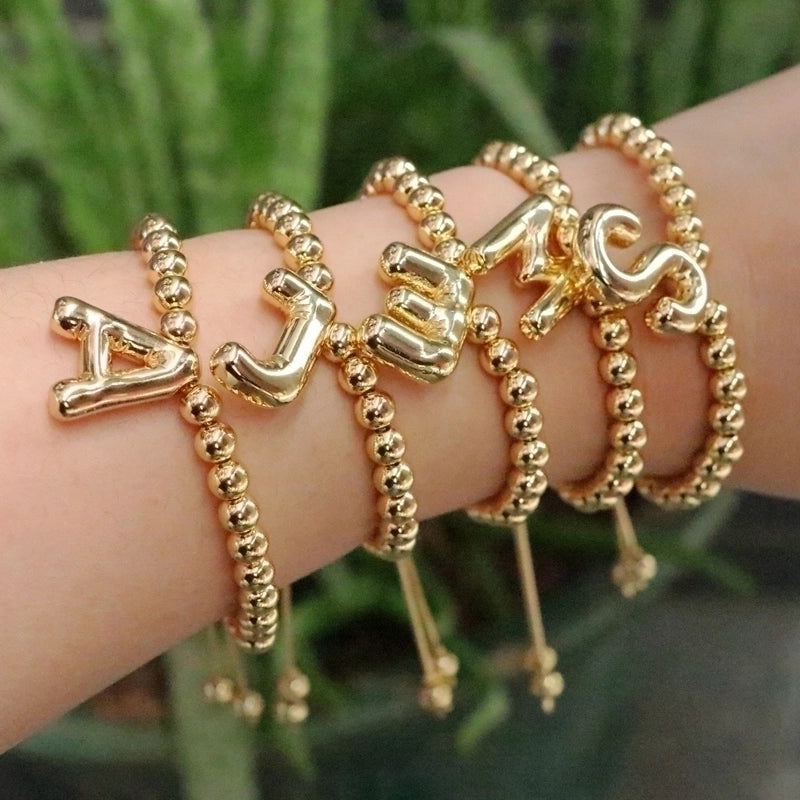 Copper Gold Plated Vintage Style Minimalist Letter Bracelets
