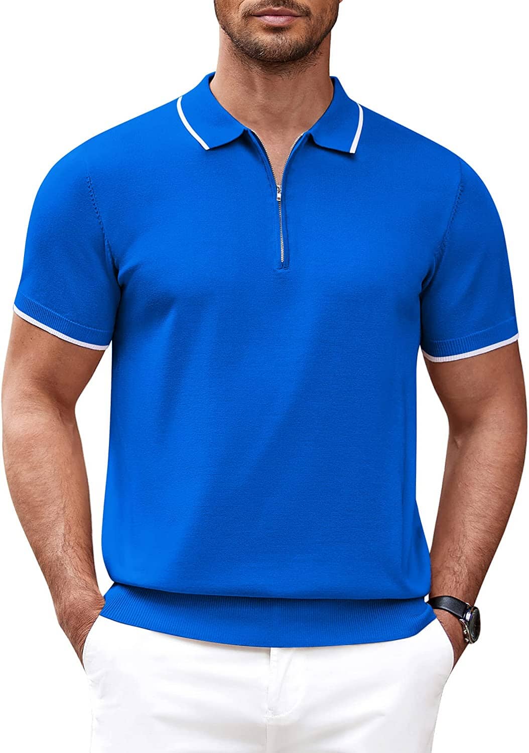 Classic Zipper Short Sleeve Polo Shirt (US Only)