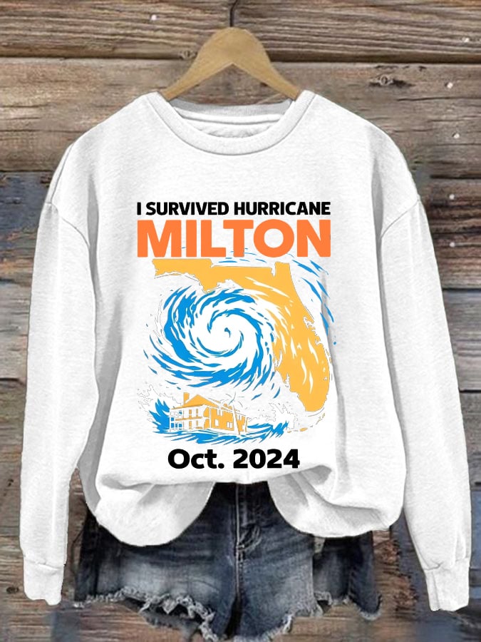 Women's Hurricane Milton I Survived 2024 Printed Sweatshirt