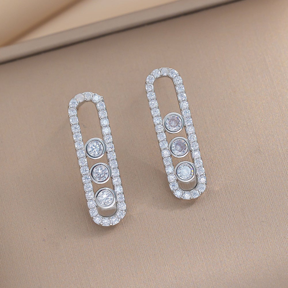 Fashion Simple Zircon Titanium Steel Geometric Necklace Female Niche Paper Clip Clavicle Chain