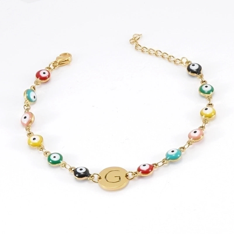 Fashion Letter Eye 304 Stainless Steel 18K Gold Plated Stainless Steel Bracelets In Bulk