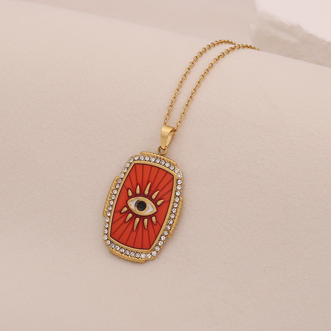 Drop Eye Pendant Necklace Personality Geometric Stainless Steel Clavicle Chain N1536