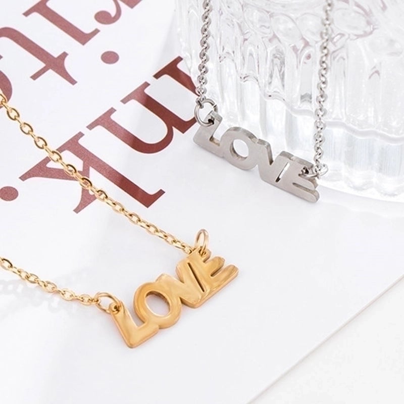 Minimalist Letter Stainless Steel Metal Pendant Necklace