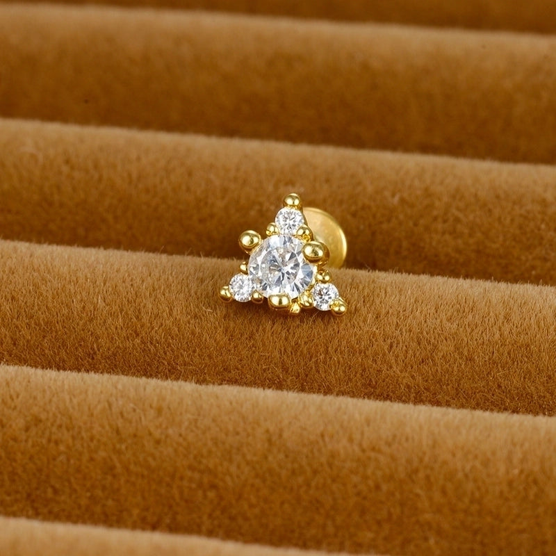 1 Piece Ig Style Minimalist Star Heart Shape Flower Plating Inlay Stainless Steel Zircon Ear Studs