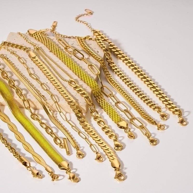 Minimalist Solid Color 304 Stainless Steel Bracelets In Bulk