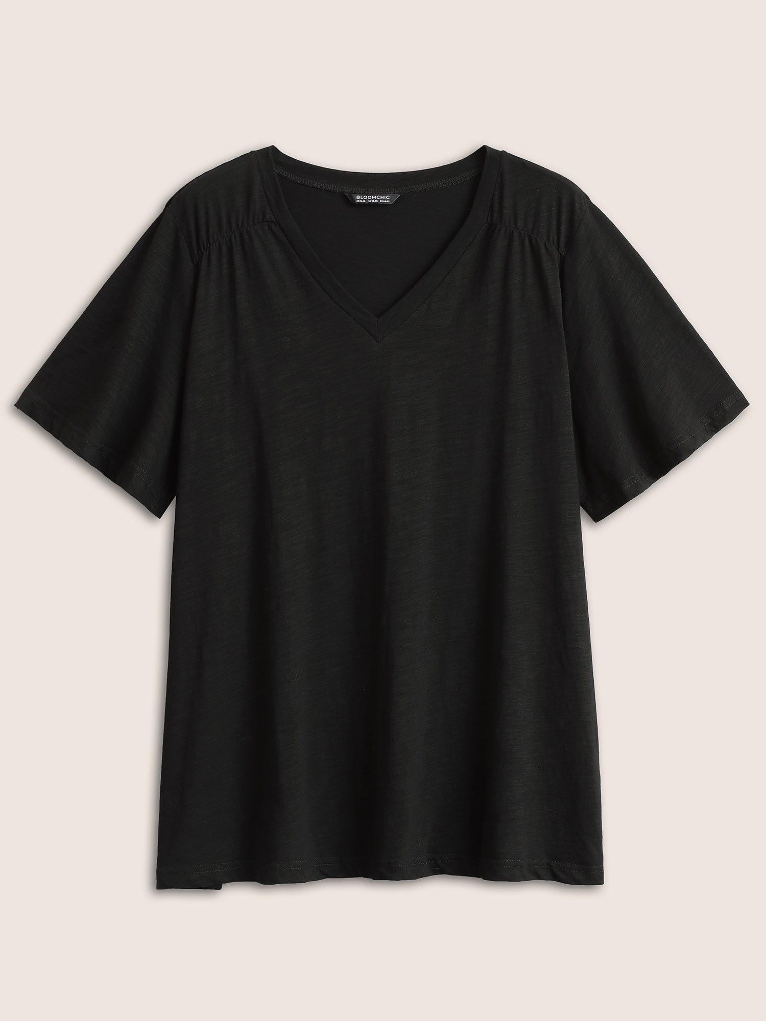 Plain Ruffle Sleeve Heather V Neck T-shirt