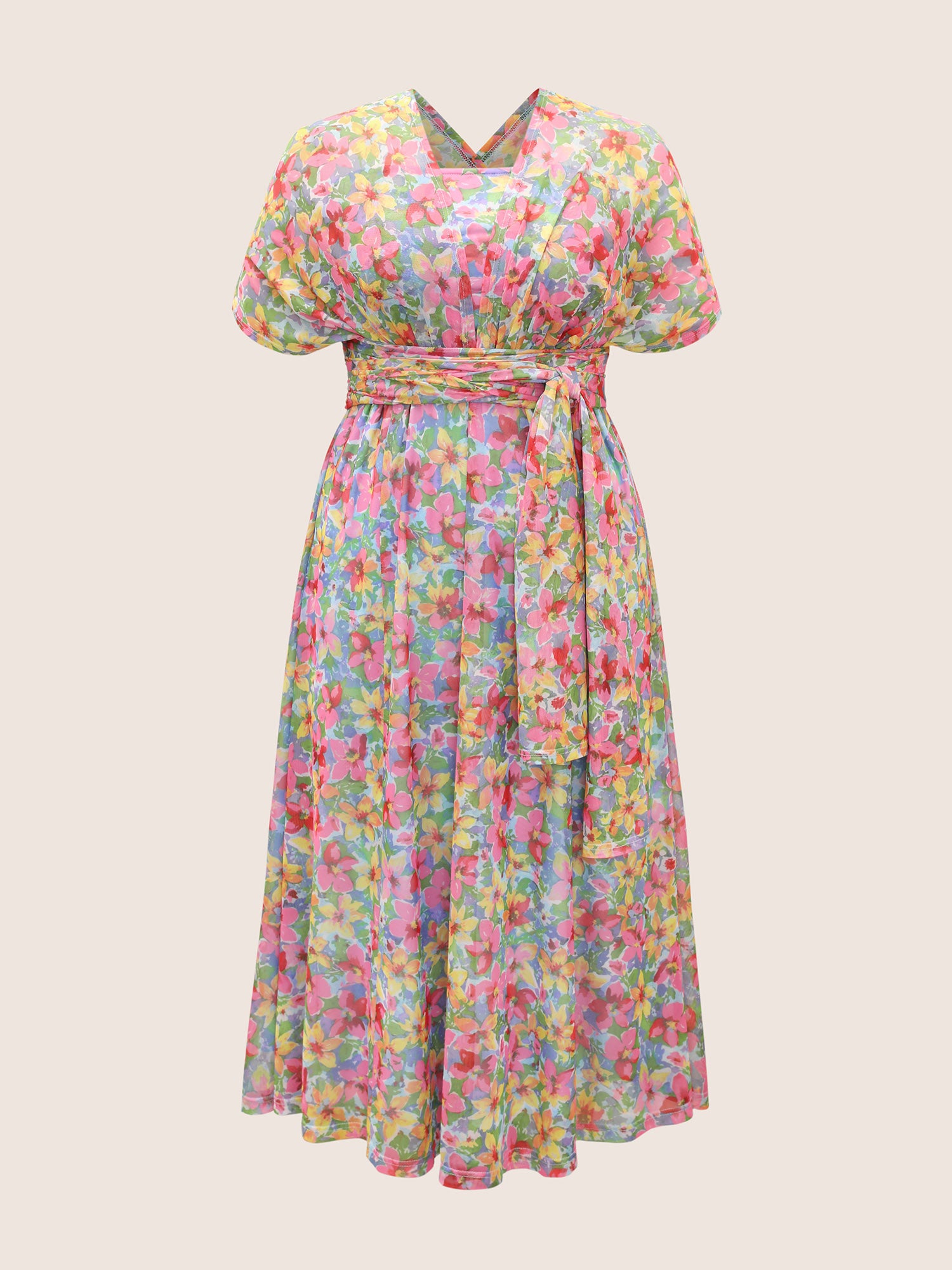 Everywhere Dress - Colored Floral Belted Dress