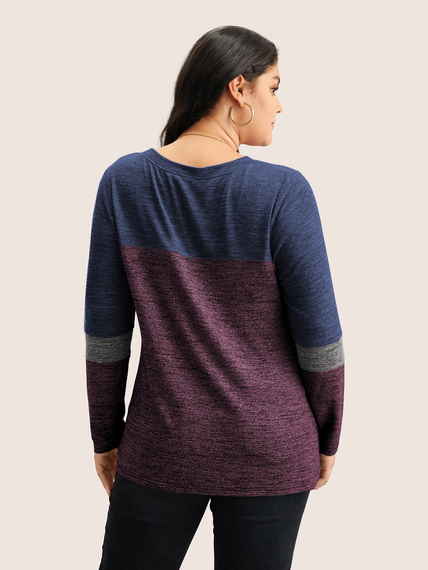 Heather Colorblock Contrast Crew Neck T-shirt