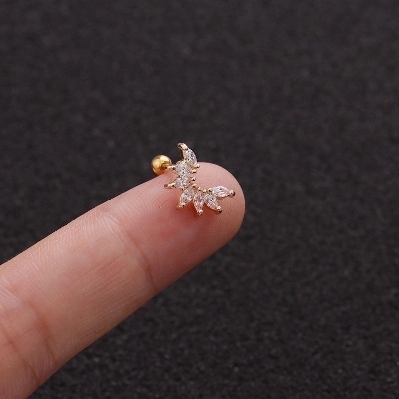 Minimalist Triangle Round Water Droplets Stainless Steel Copper Inlaid Zircon Ear Studs 1 Piece